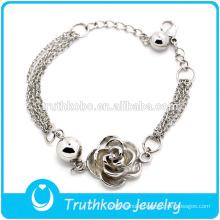 TKB-JB0083 Fashionable hot sale lovers's jewel with multi chains and delicate casting rose 316L stainless steel bracelets